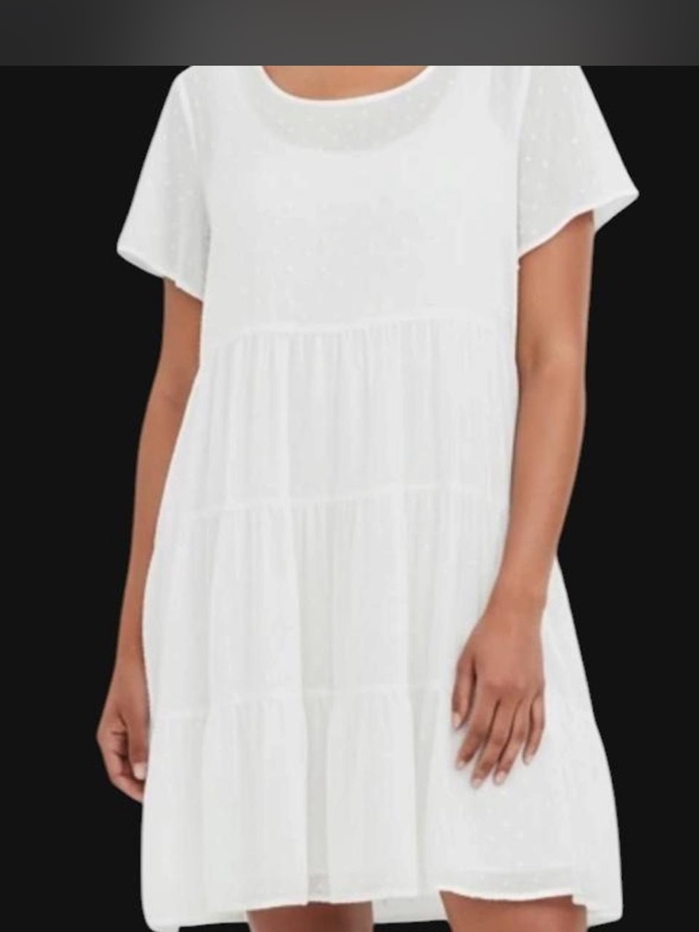 Mikarose White Short Sleeve Tiered Summer Dress